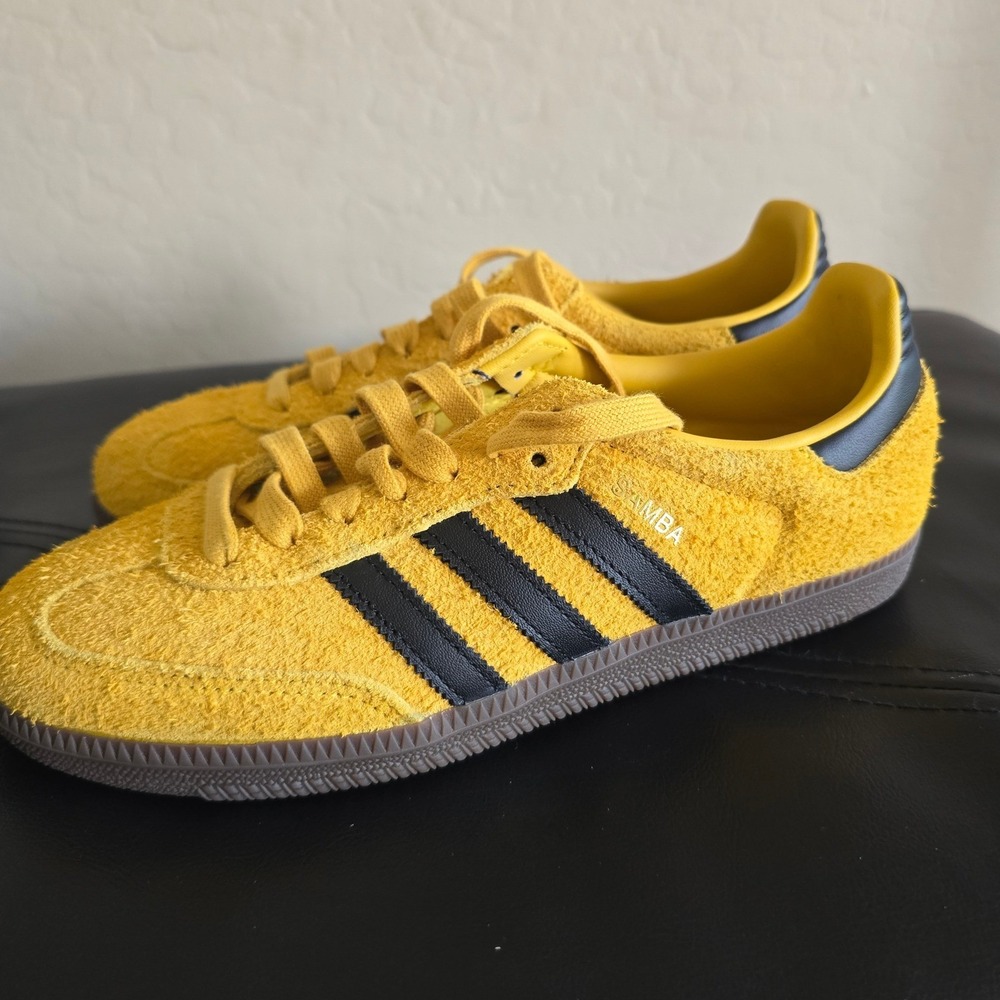 Adidas Originals Samba OG Sneakers Yellow black Size 6.5 Retro Preppy Streetwear - Picture 9 of 11